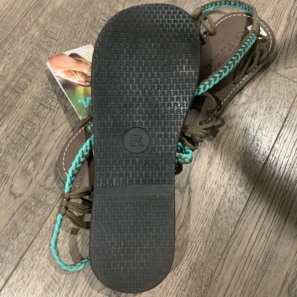 Plaka Sandals Brown/Teal US Size 9 - Picture 6 of 9